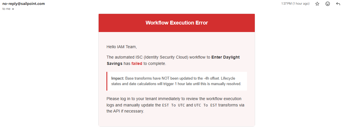 Email Failure