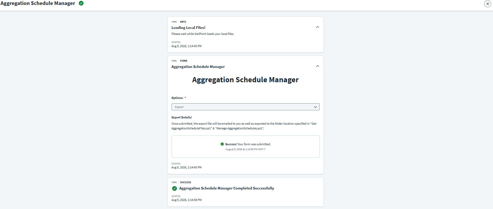 Export Form Execution