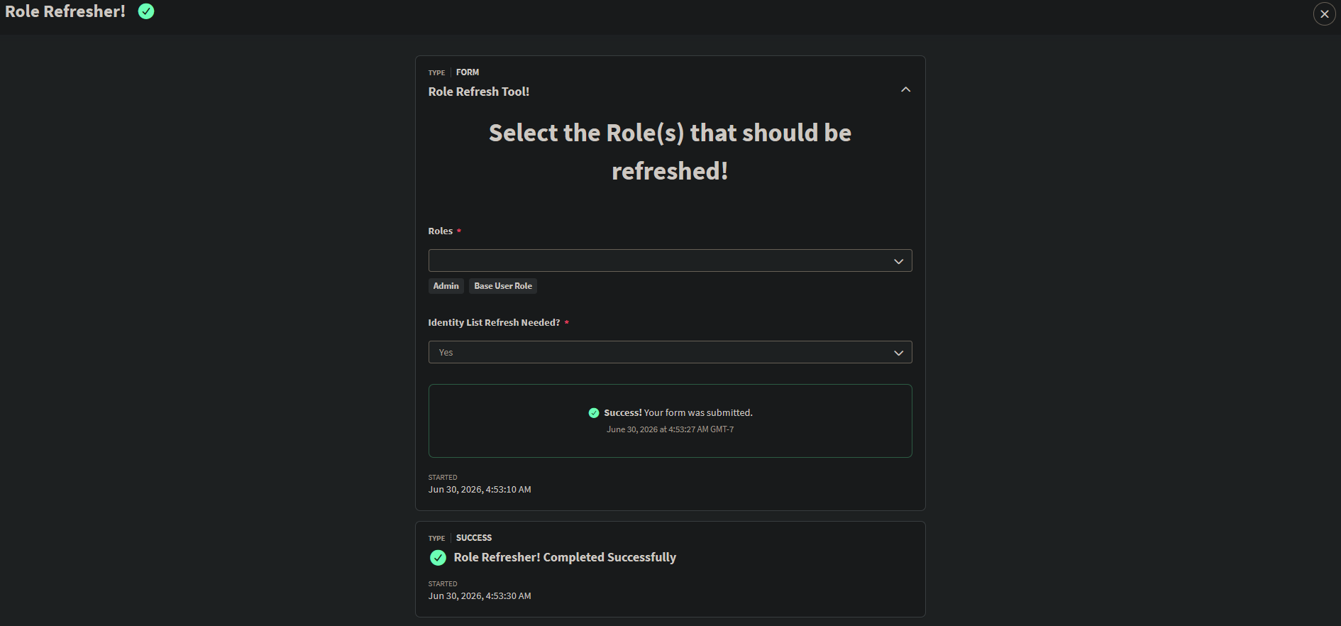 UI Form Execution