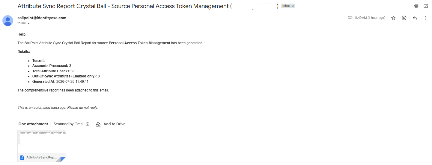 Crystal Ball Report Email