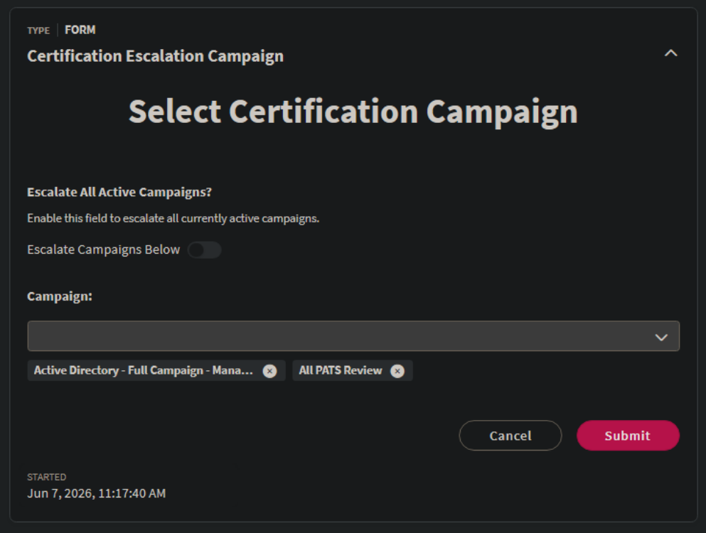 Form 1: Campaign Selector UI