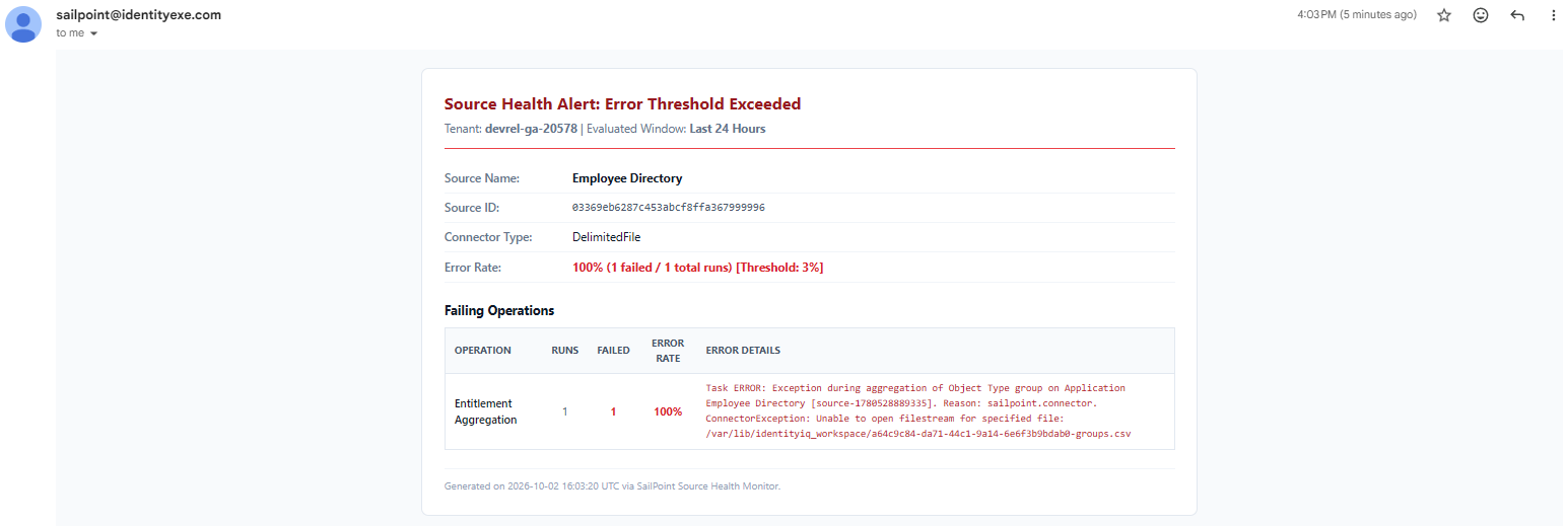 Automated Incident Ticket Email