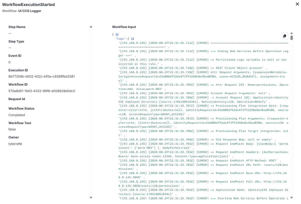 Example UI Log