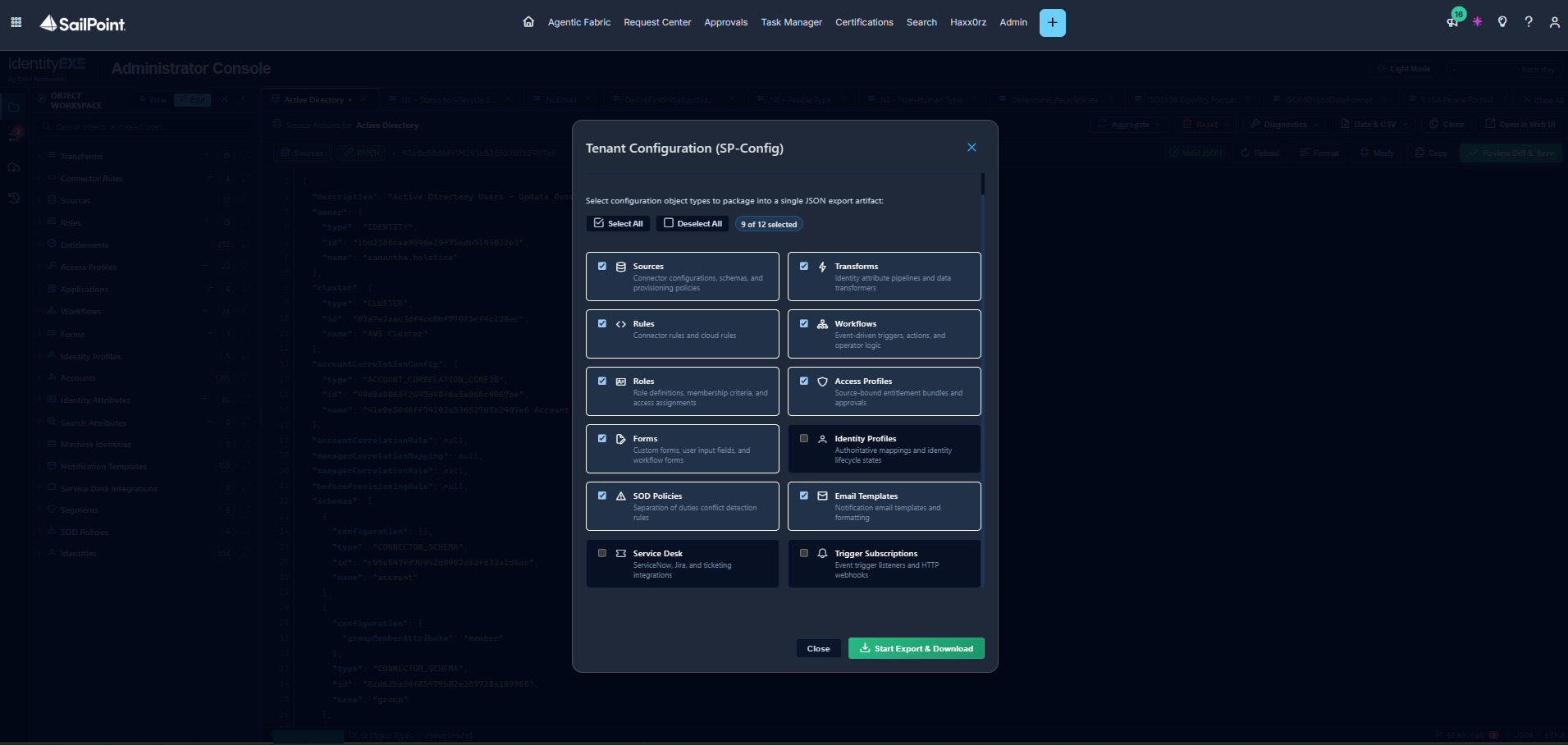 Tenant Configuration SP-Config Modal