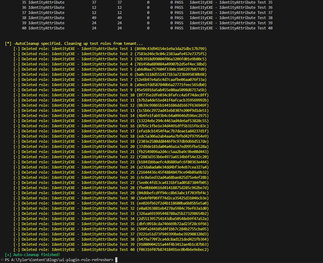 Automated Test Role Cleanup